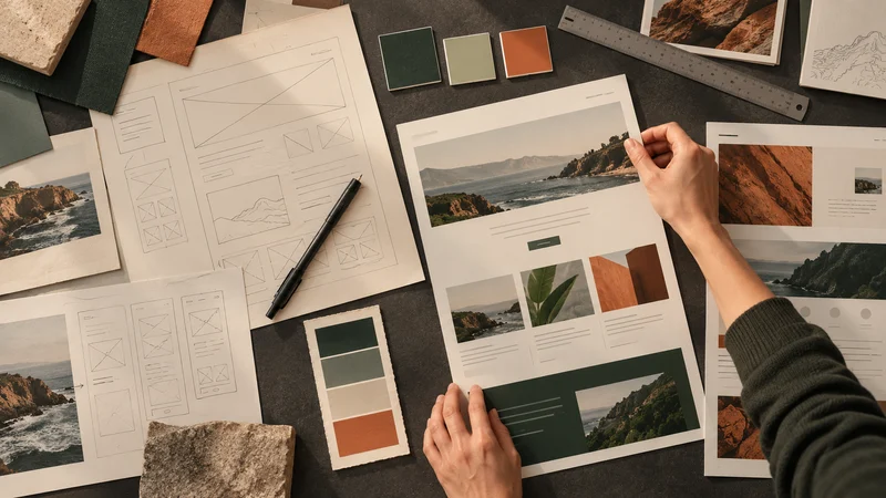Bocetos de interfaces y paleta de colores para un diseño web a medida
